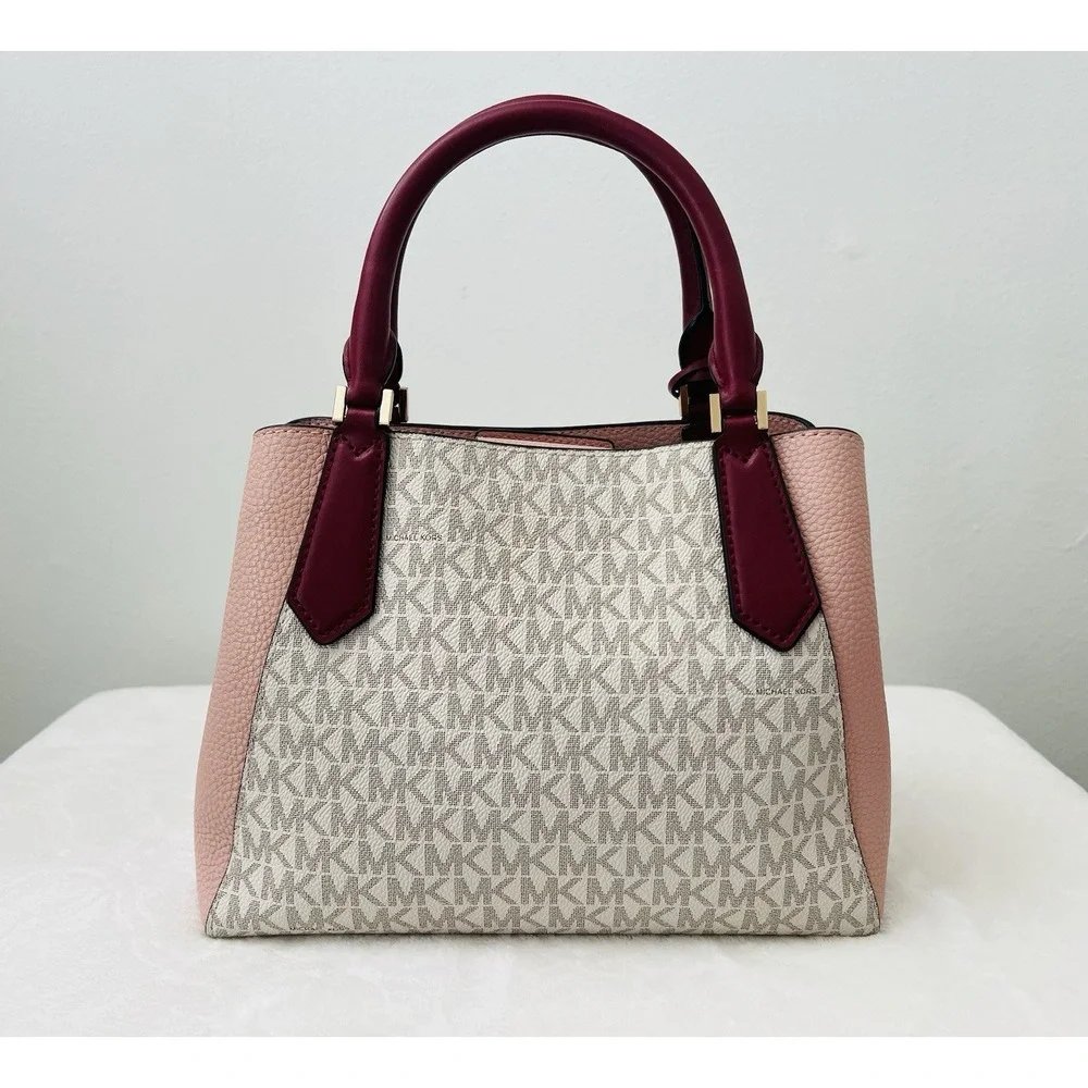 Michael Kors Kimberly MK Signature Leather‎ Small Satchel Handbag Crossbody Bag
